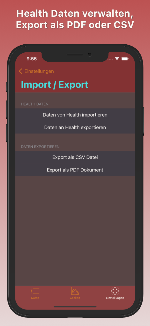 Screenshot Import Export